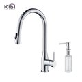 Kibi Napa Single Handle Pull Down Kitchen Sink Faucet with Soap Dispenser C-KKF2005CH-KSD100CH